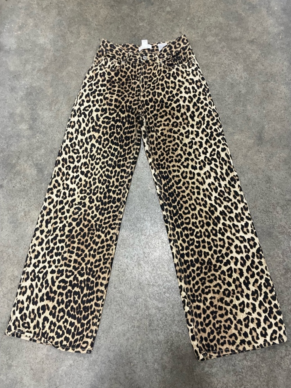 H&M Leopard Print Wide-Leg Jeans - Beige & Black
